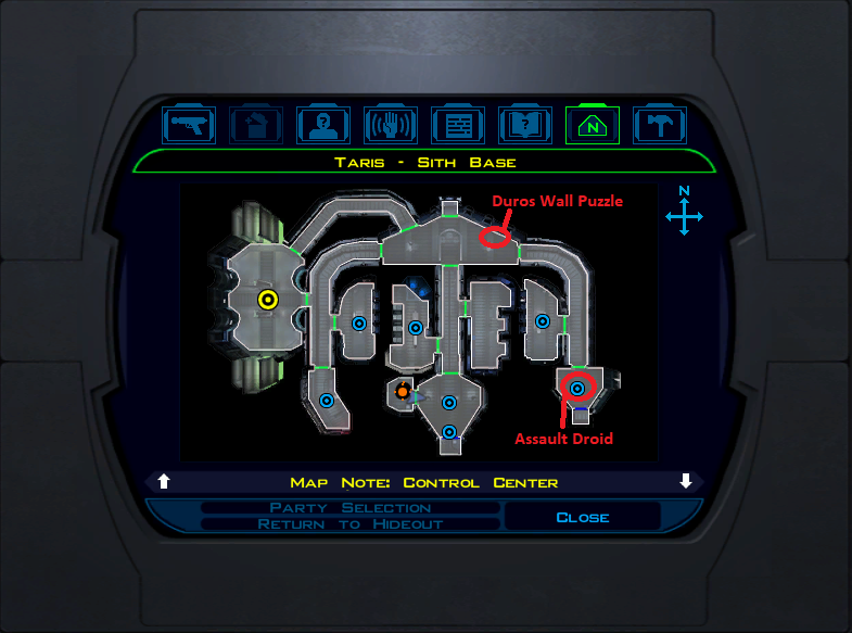 Taris Sith Base Important Map Locations